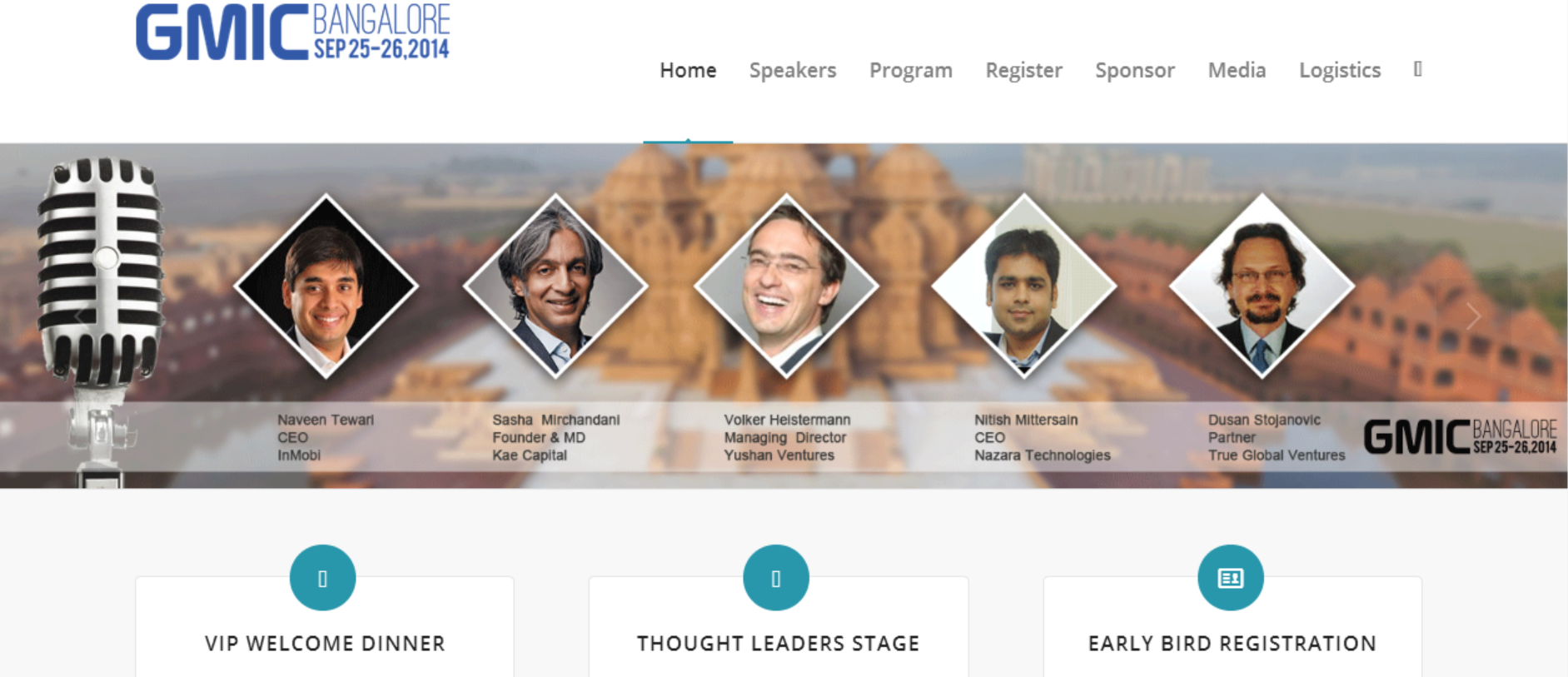 GMIC Bangalore 2014 speaker lineup featuring Volker Heistermann, Managing Director of Yushan Ventures