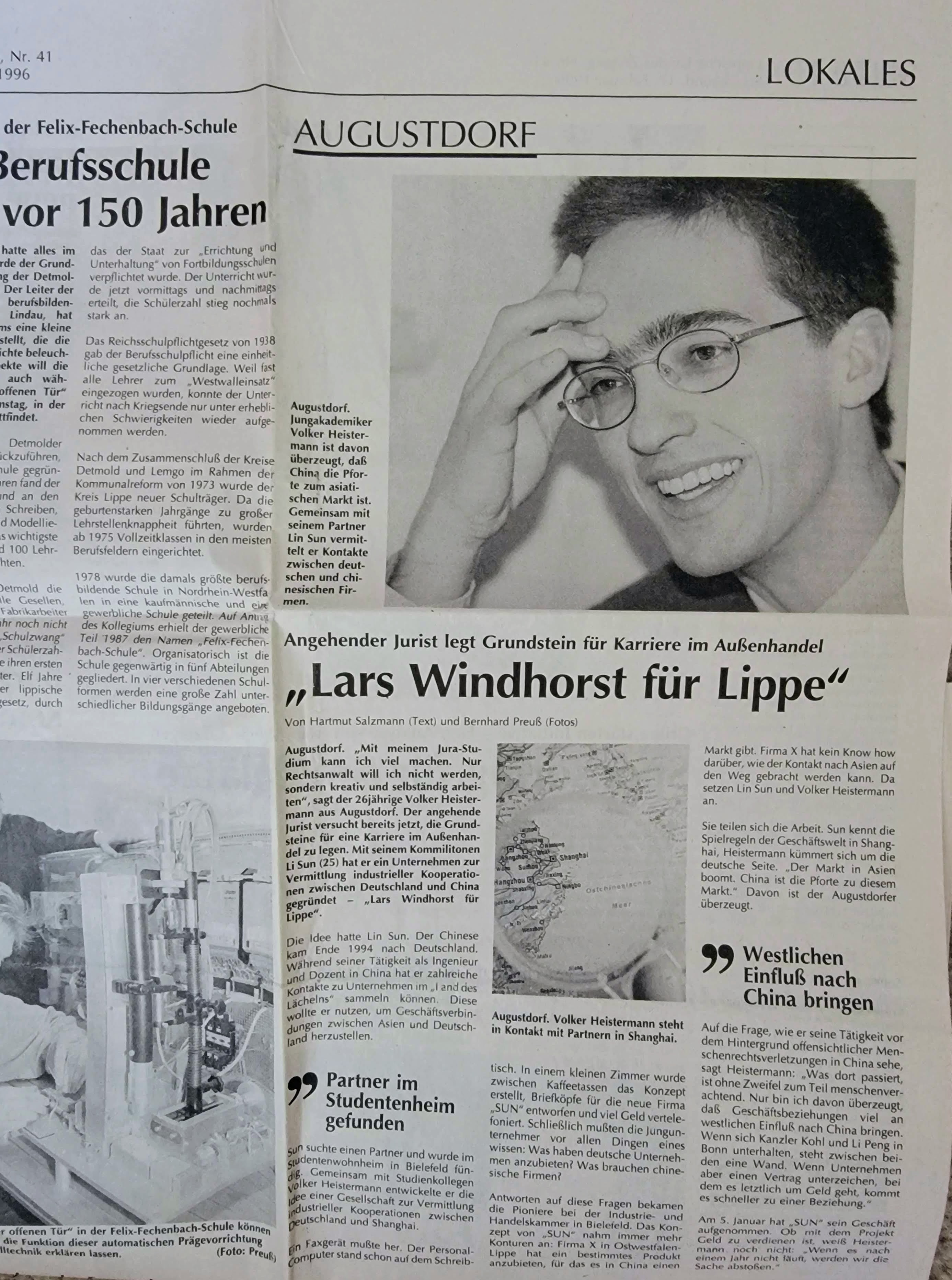 Neue Westfälische 1996 — profile of Volker Heistermann